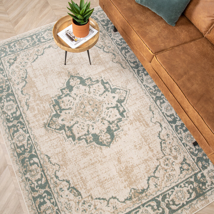 Teppich Vintage - Spring Medaillon Creme Grün