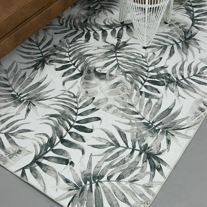 Boho Teppich - Palmier Blätter Grau