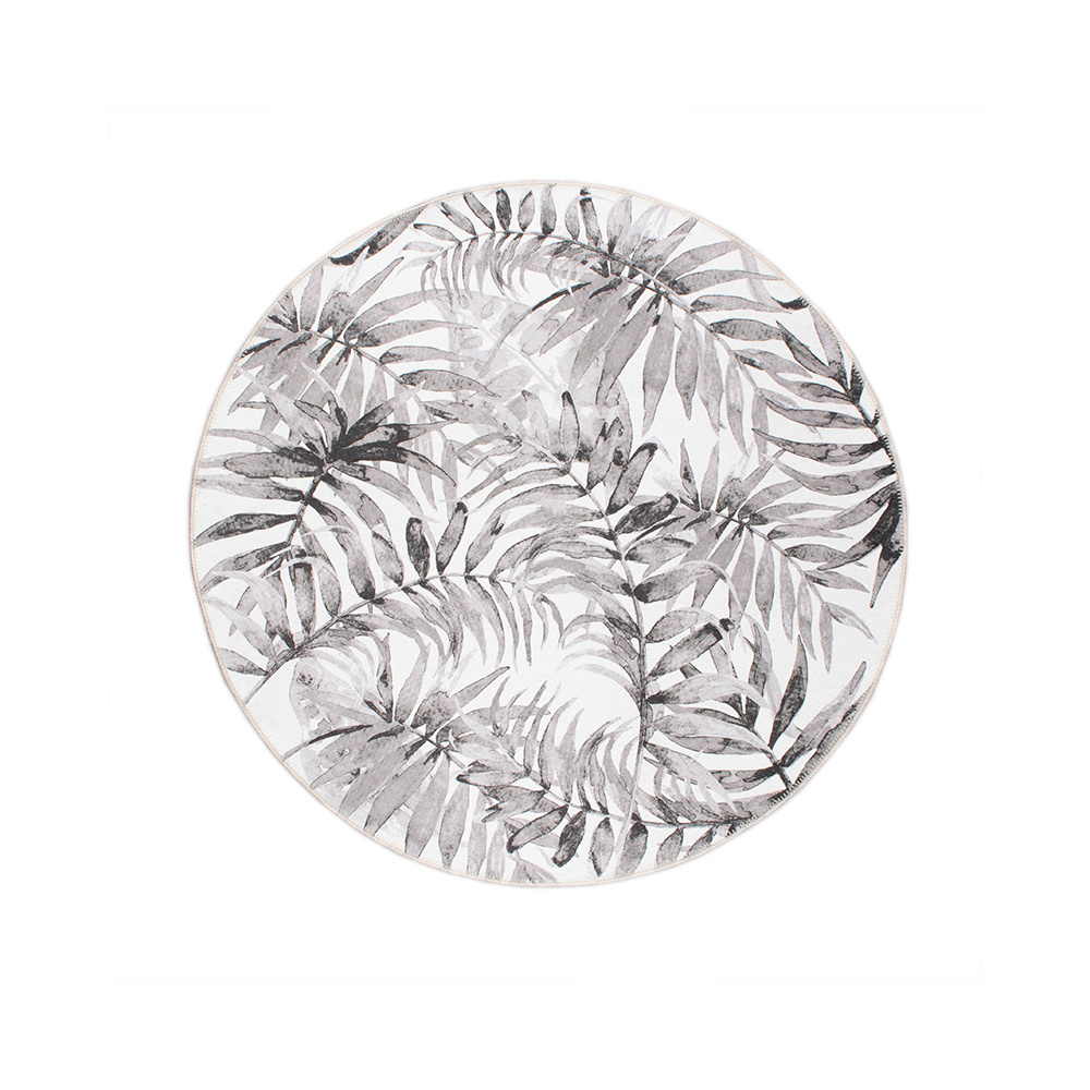 Boho Teppich Rund - Palmier Blätter Grau - sfeer