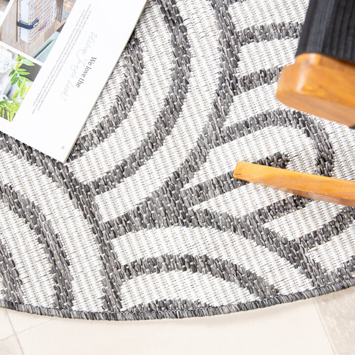 In- & Outdoor Teppich Rund - Summer Arch Grau