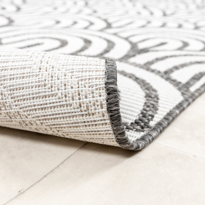 In- & Outdoor Teppich Rund - Summer Arch Grau