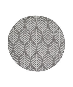 In- & Outdoor Teppich Rund - Summer Leaves Grau