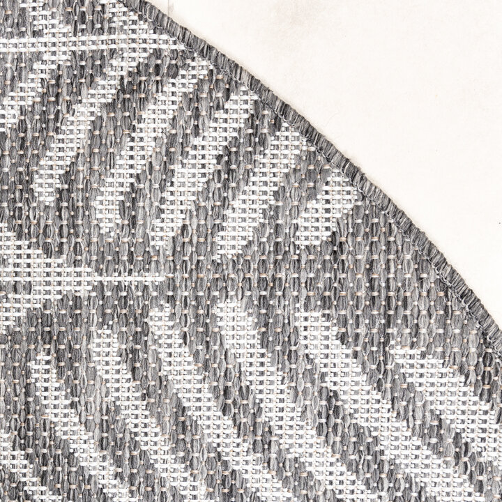 In- & Outdoor Teppich Rund - Summer Leaves Grau