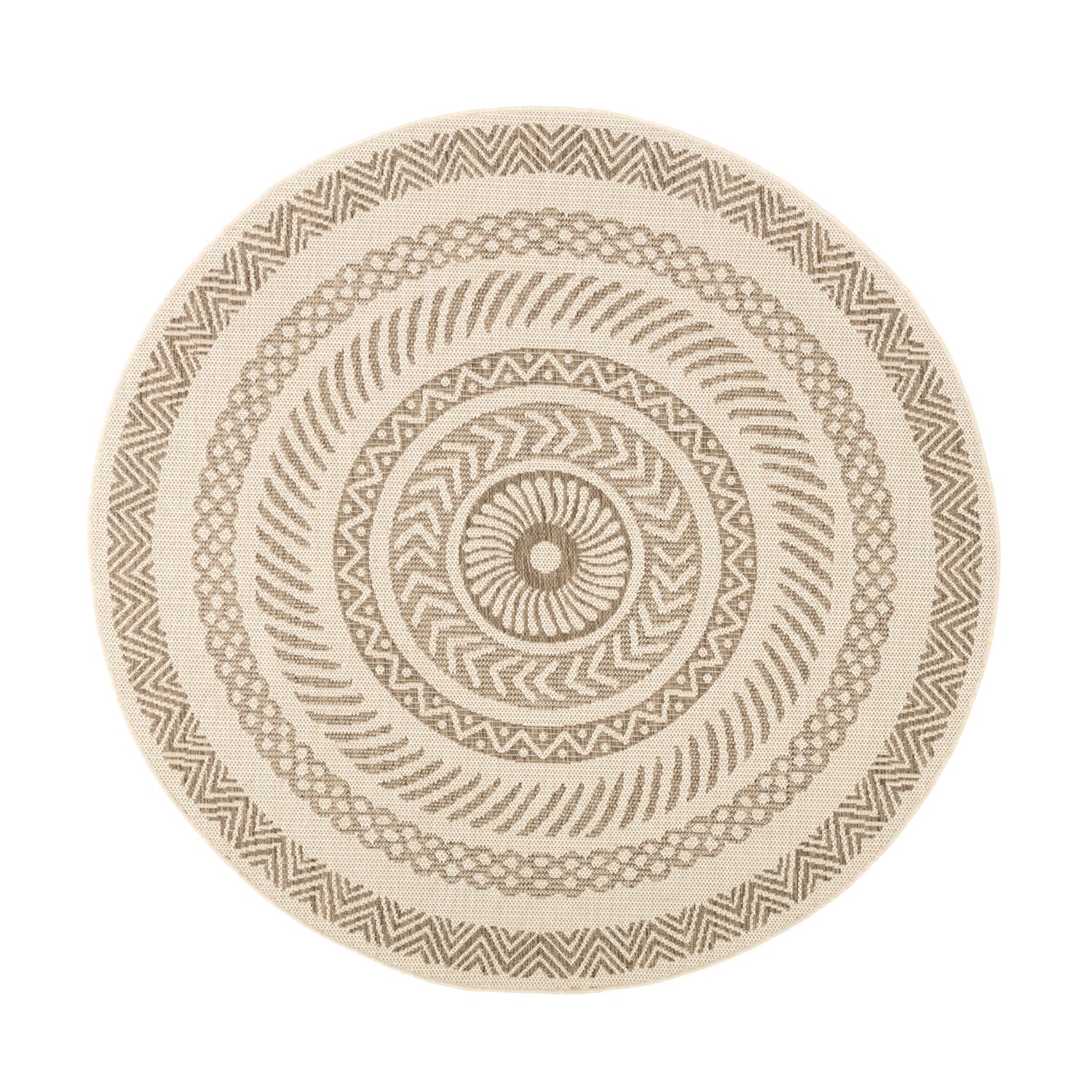 In- & Outdoor Jute Teppich Rund - Nomad Aztec Creme - sfeer