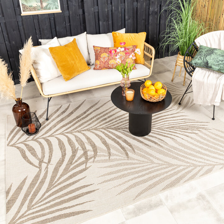 In- & Outdoor Jute Teppich - Nomad Leaves Creme