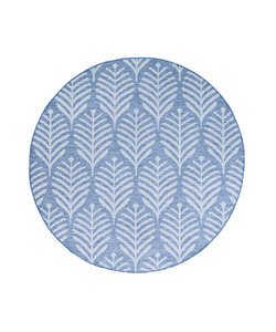 In- & Outdoor Teppich Rund - Summer Leaves Blau