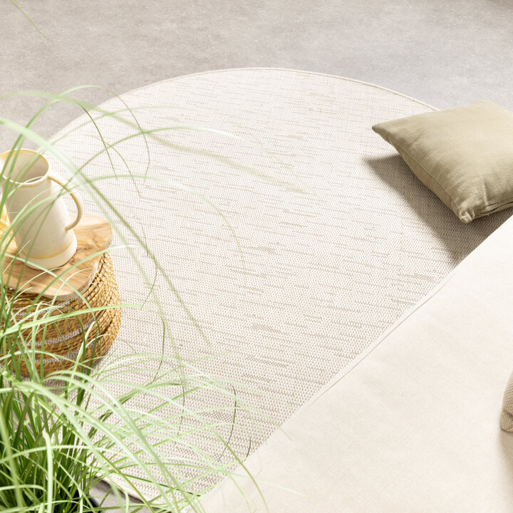 In- & Outdoor Teppich Rund - Malta Melange Creme