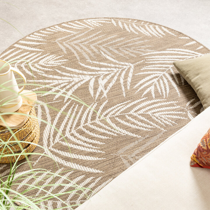 In- & Outdoor Teppich Rund - Malta Leaves Natur