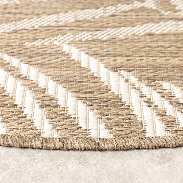 In- & Outdoor Teppich Rund - Malta Leaves Natur