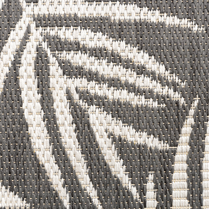 In- & Outdoor Teppich Rund - Malta Leaves Schwarz