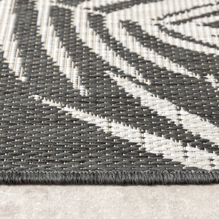 In-& Outdoor Teppich - Malta Leaves Schwarz