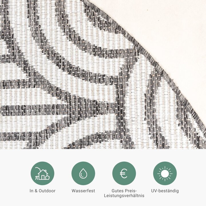 In- & Outdoor Teppich Rund - Summer Arch Grau