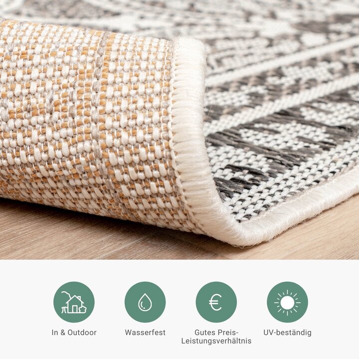 In- & Outdoor Teppich Quadrat - Summer Oriental Grau