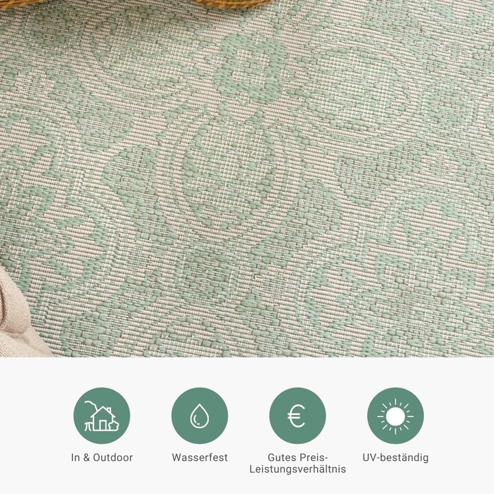 In- & Outdoor Teppich Rund - Summer Oriental Mint
