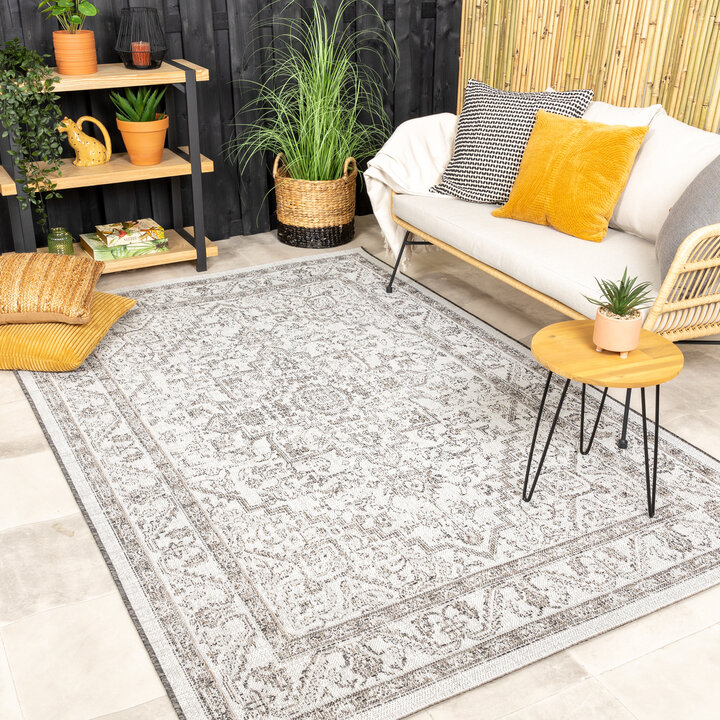 In- & Outdoor Teppich Vintage - Victoria Aztec Grau