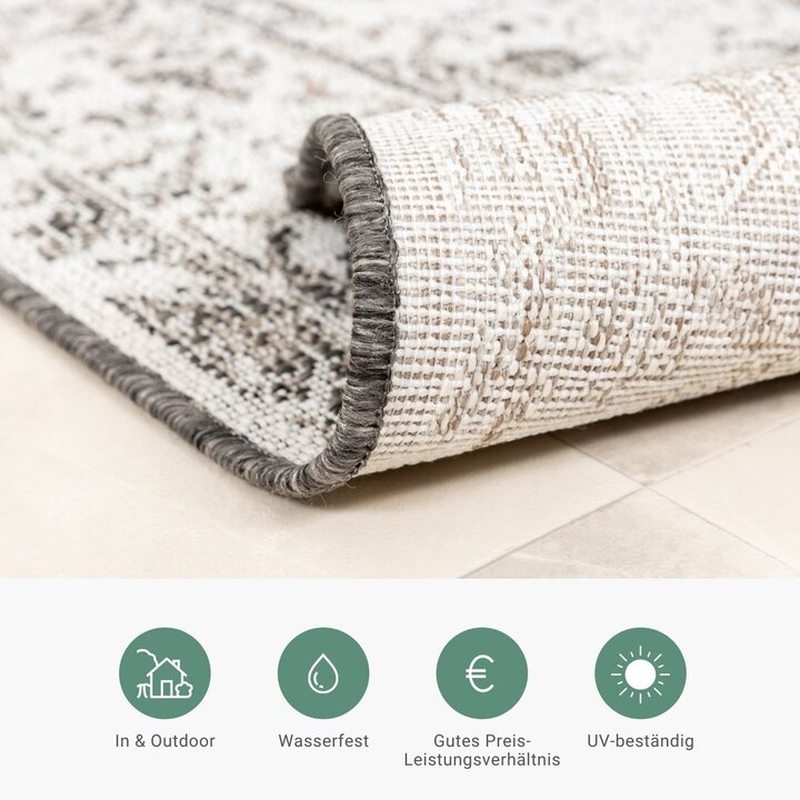 In- & Outdoor Teppich Vintage - Victoria Oriental Grau