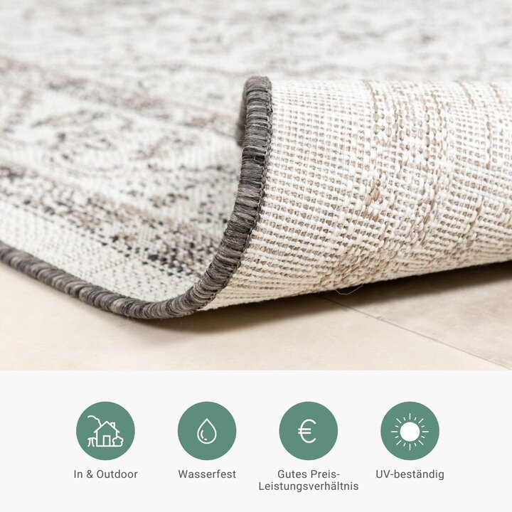 In- & Outdoor Teppich Vintage - Victoria Aztec Grau