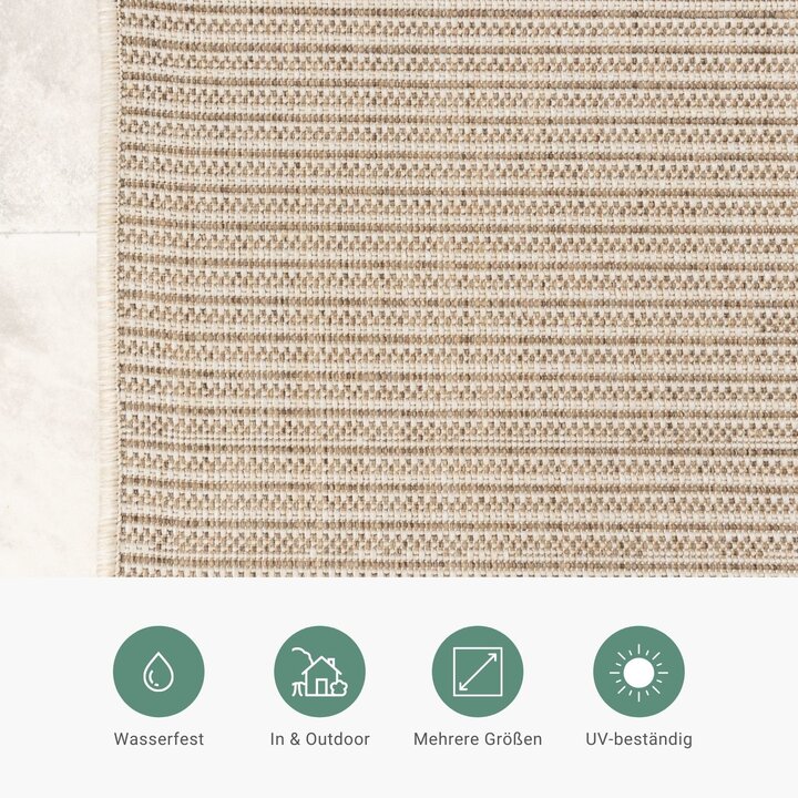 In- & Outdoor Jute Teppich - Nomad Melange Creme