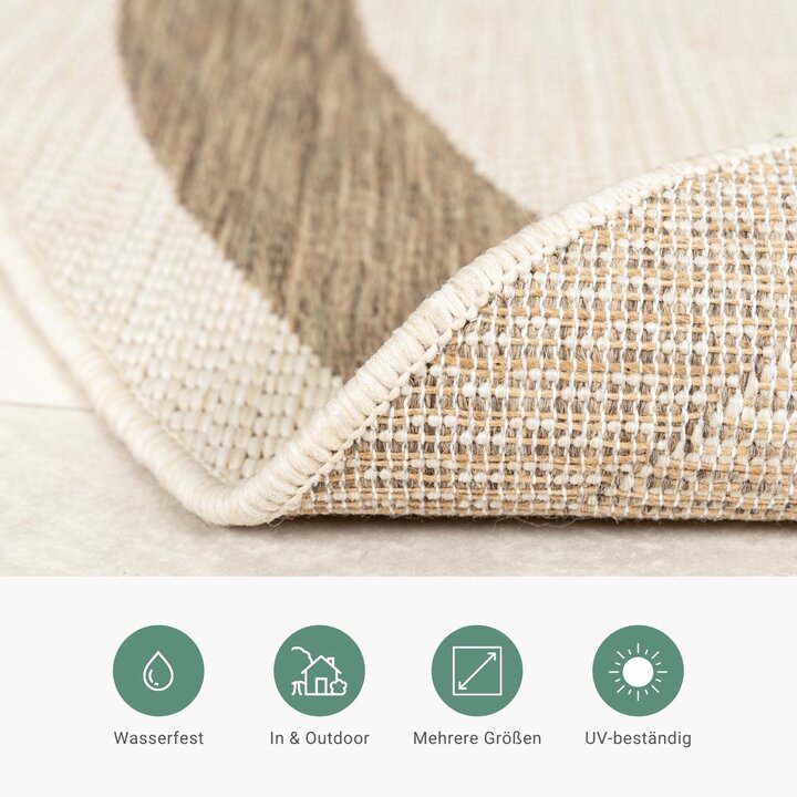 In- & Outdoor Jute Teppich Rund - Nomad Edge Creme