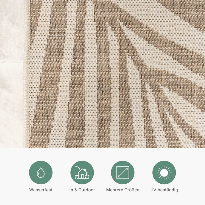 In- & Outdoor Jute Teppich - Nomad Leaves Creme