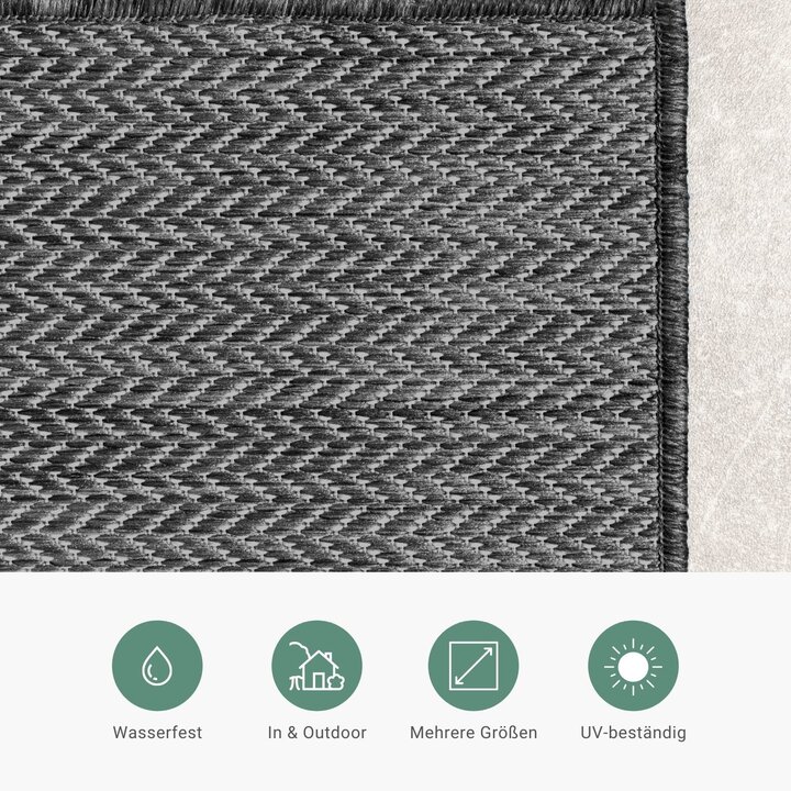 In-& Outdoor Teppich - Malta Arrow Schwarz