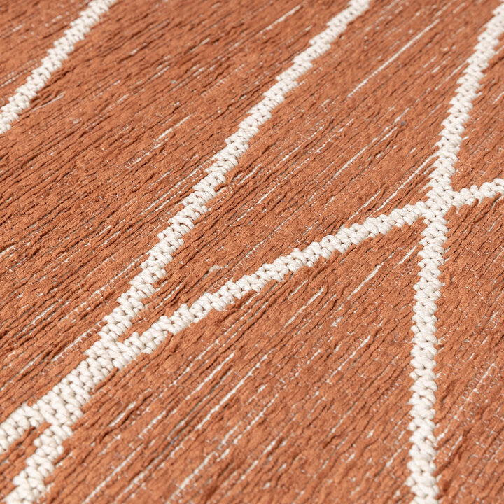 In- & Outdoor Teppich Rund - Porto Lines Terracotta
