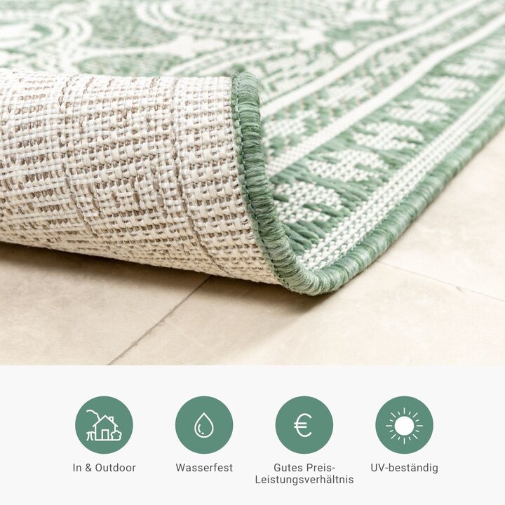 In- & Outdoor Teppich Rund - Summer Oriental Grün