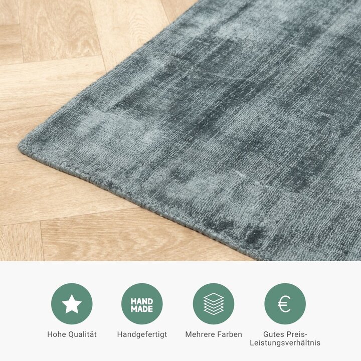 Viskose Teppich Rund - Pearl Türkis