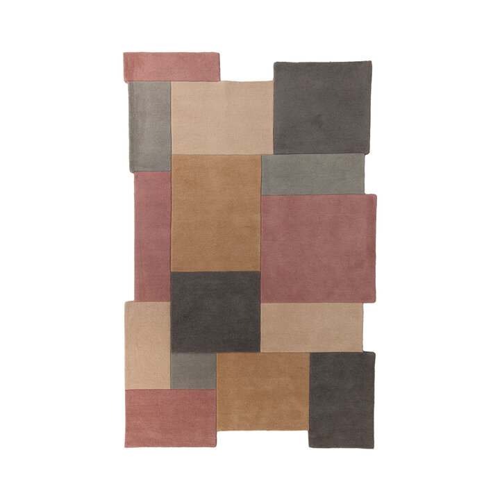 Abstrakt Teppich - Stracto Collage Rosa Beige