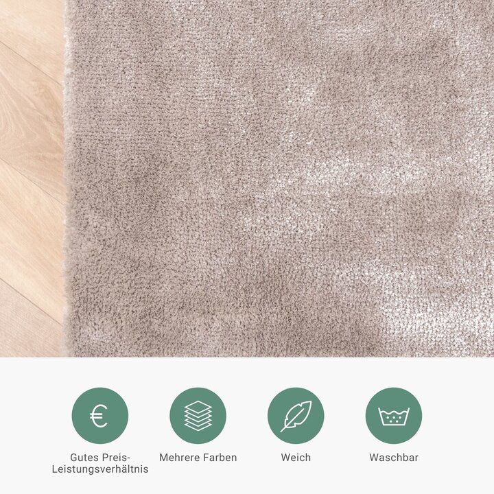 Waschbarer Viskose Teppich Rund - Vive Grau