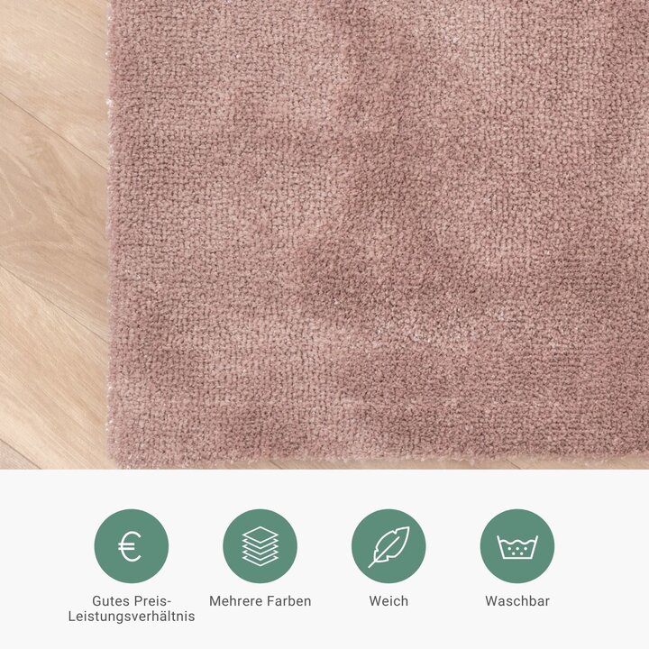 Waschbarer Viskose Teppich - Vive Altrosa