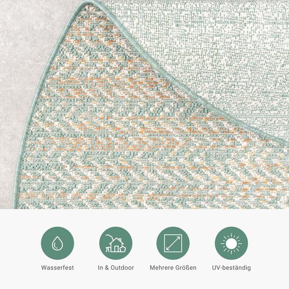 FRAAI | Home & Living In- & Outdoor Teppich Rund - Playa Aztec Grün
