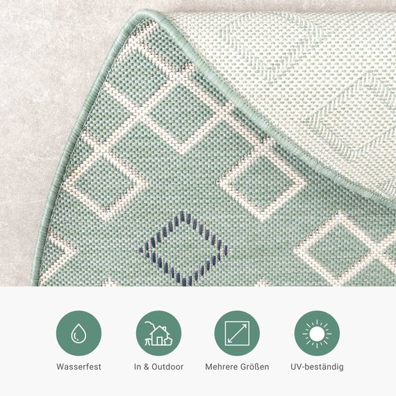 FRAAI | Home & Living In- & Outdoor Teppich Rund - Playa Geo Grün
