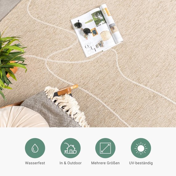 FRAAI | Home & Living In- & Outdoor Teppich Rund - Porto Lines Creme