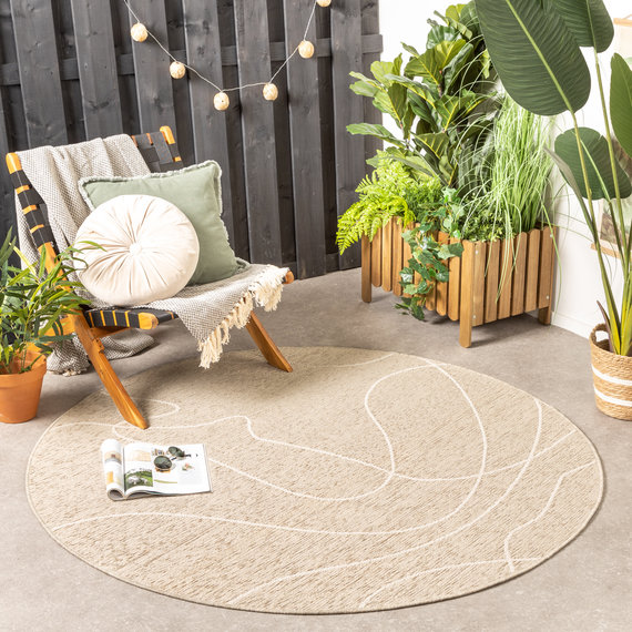 FRAAI | Home & Living In- & Outdoor Teppich Rund - Porto Lines Creme
