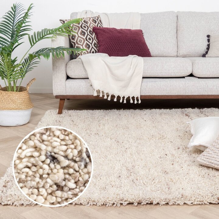 Hochflor Wollteppich - Royal Creme Meliert