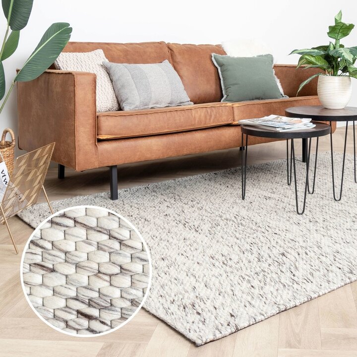 Wollteppich - Melange Creme Meliert