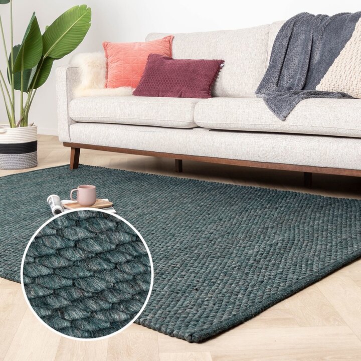 Wollteppich - Brilliant Blau Grün