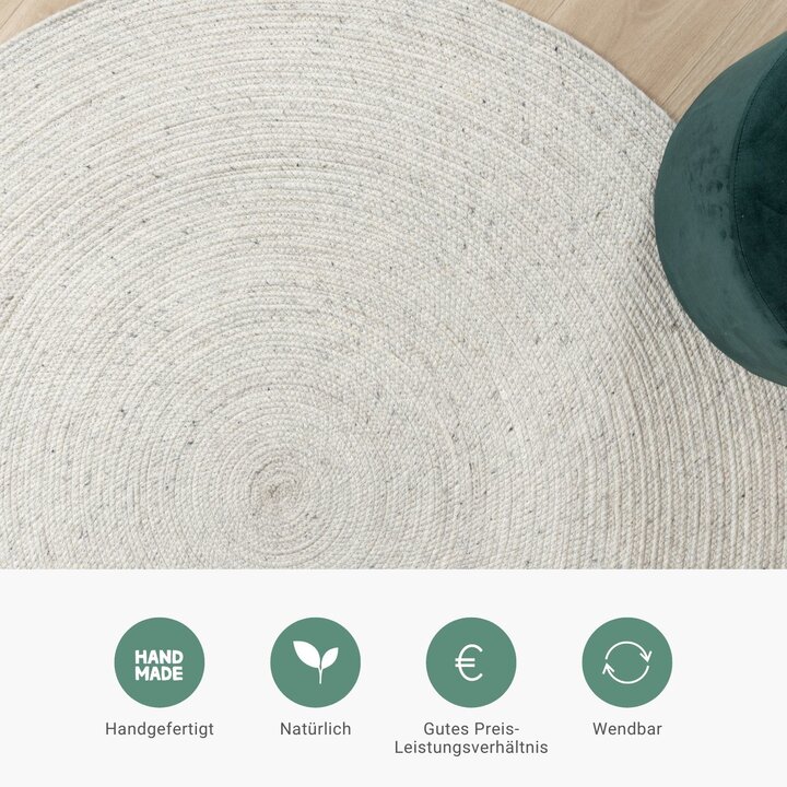 Wollteppich Rund - Wise Grau Meliert 367