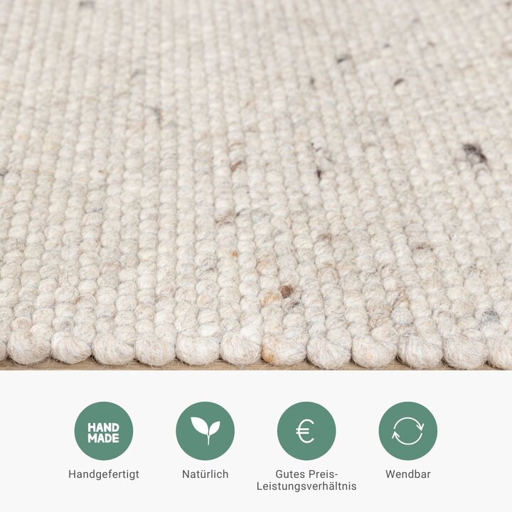 Wollteppich - Wise Weiß Natur 607