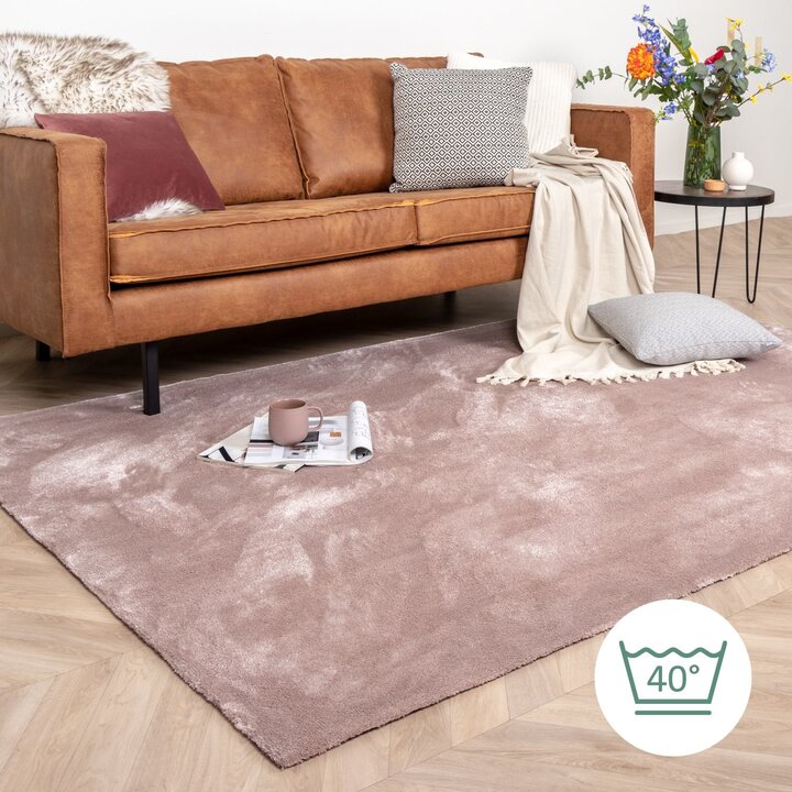 Waschbarer Viskose Teppich - Vive Altrosa