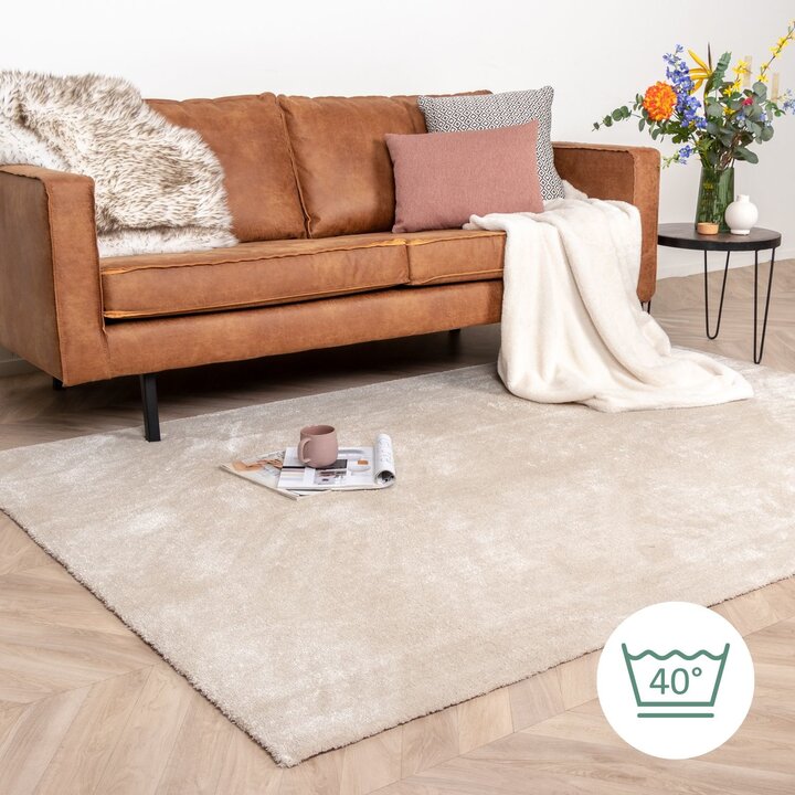 Waschbarer Viskose Teppich - Vive Creme