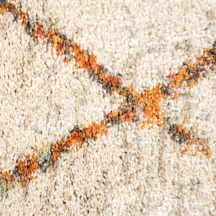 Hochflor Teppich Rund - Blend Lines Creme Bunt