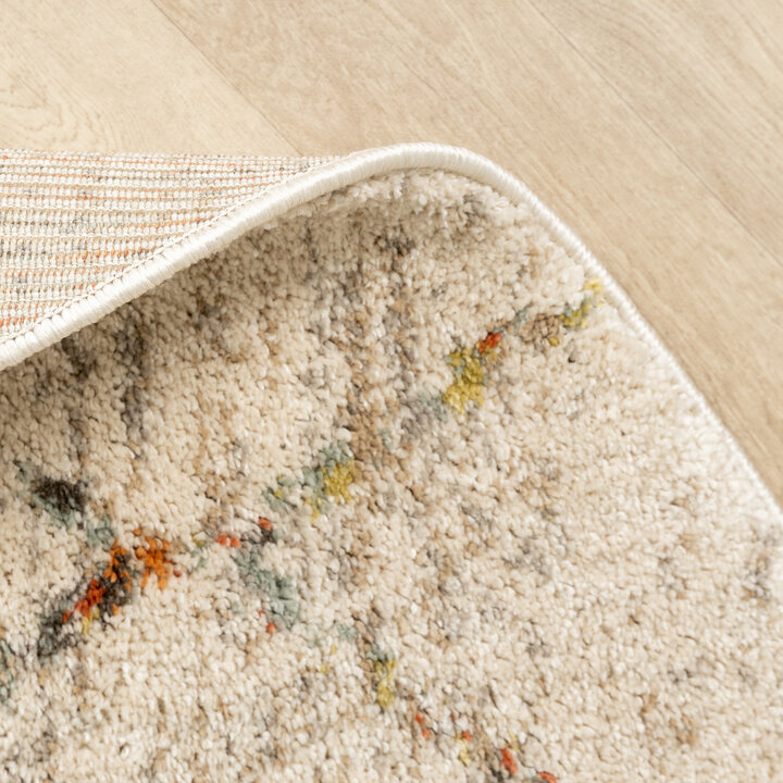 Hochflor Teppich Rund - Blend Lines Creme Bunt