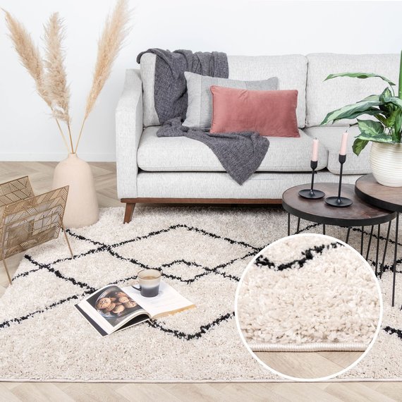 FRAAI | Home & Living Teppich Hochflor - Sensa Pair Creme Schwarz