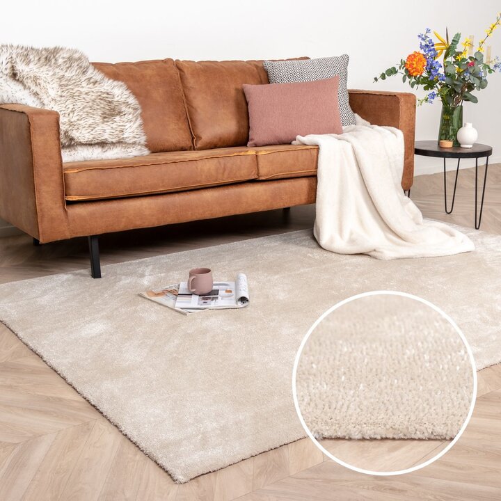 Waschbarer Viskose Teppich - Vive Creme