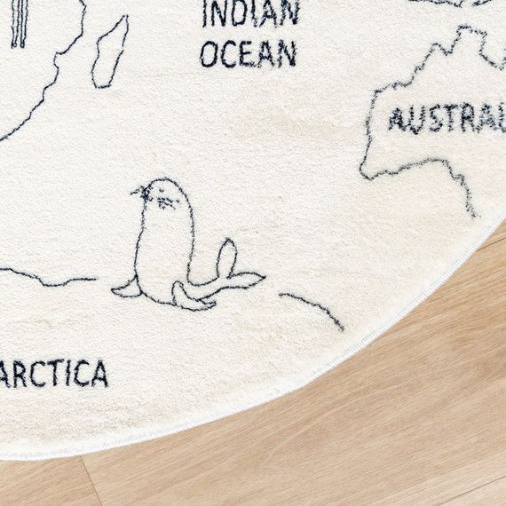 FRAAI | Home & Living Kinderteppich Rund - Globe Creme