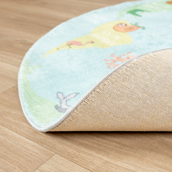 FRAAI | Home & Living Kinderteppich Rund - Globe Hellblau