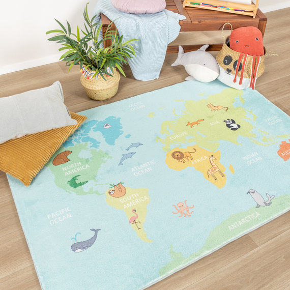 FRAAI | Home & Living Kinderteppich - Globe Hellblau