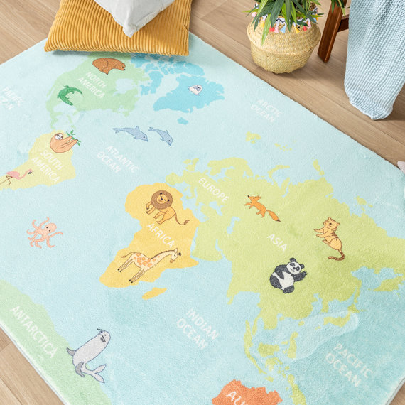 FRAAI | Home & Living Kinderteppich - Globe Hellblau